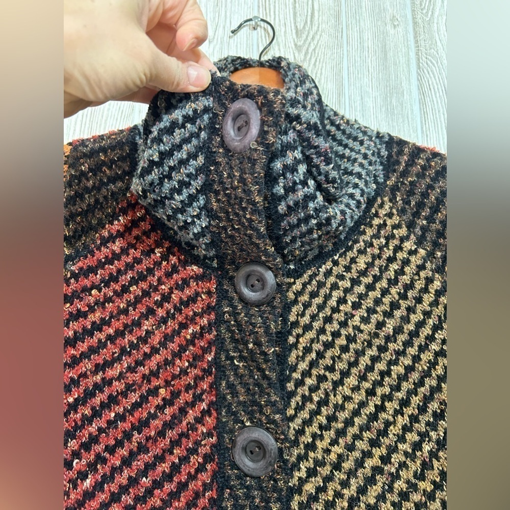 Vintage Curio Patchwork Button Front Cardigan Bla… - image 4